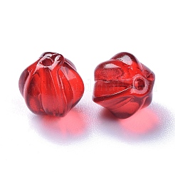 透明ガラスビーズ  グリッターパウダー付き  カボチャ  レッド  8.5x8mm  穴：1.2mm&nbsp;X-GLAA-L027-K09
