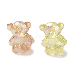 UVメッキ 光る虹色 アクリルビーズ  キラキラビーズ  暗闇で光る  クマ  ミックスカラー  18x15.5x11mm  穴：2.5mm&nbsp;LACR-R001-01A