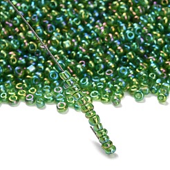 ラウンドガラスシードビーズ  透明色の虹  ラウンド  濃い緑  12/0  2mm  穴：1mm  約30000個/ポンド&nbsp;SEED-A007-2mm-167