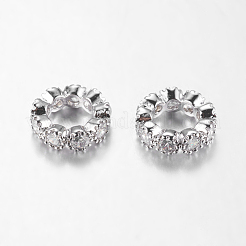 Brass Cubic Zirconia European Beads&nbsp;ZIRC-F001-109P