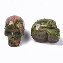 ハロウィンの天然宝石ビーズ  穴なし/ドリルなし  スカル  18~20x16.5~18x24~25mm&nbsp;G-R473-04
