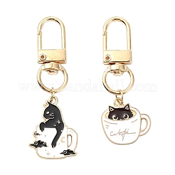 Coffee Cup with Cat Alloy Enamel Pendant Decoration&nbsp;HJEW-YW00025-01