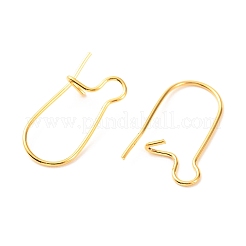 真鍮製フープピアスパーツ  腎臓耳ワイヤー  長持ちメッキ  18KGP本金メッキ  19x9x4mm  ピン：0.7mm&nbsp;X-KK-F824-009G