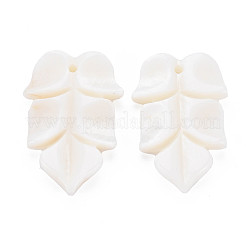 天然淡水シェルビーズ  染色されていない  葉  フローラルホワイト  34.5~36x22.5~23.5x5mm  穴：1.6~1.8mm&nbsp;SHEL-S276-156