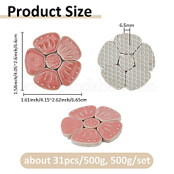 500gの手作り磁器カボション  花  サクランボ色  40.5~66x41.5~66.5x6.5mm&nbsp;PORC-FH0001-17