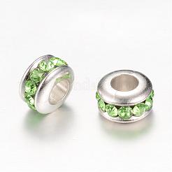 樹脂製ラインストーンビーズ  大穴ビーズ  CCBプラスチックパーツを有する  ロンデル  ミックスカラー  12~13x6.5mm  穴：7mm&nbsp;RB-R046-12mm-M1