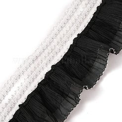 ポリエステル二層オーガンジーリボン  シフォンリボン  縫製のための縫製  ブラック  4-1/8~4-3/8インチ（105~110mm）&nbsp;OCOR-WH0060-23A