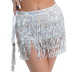 Polyester with Glitter Waist Belt with Curb Chains&nbsp;AJEW-WH0166-70A