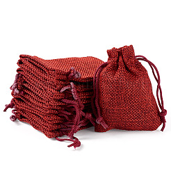 20Pcs Rectangle Polyester Imitation Burlap Packing Pouches Drawstring Bags&nbsp;ABAG-TA0001-96C