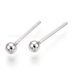スターリングシルバー ラウンド ボール スタッド イヤリング 925 個  銀  3mm  ピン：0.8mm&nbsp;STER-T005-01C