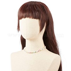 女性のためのアクリル ビーズと abs プラスチック パール ビーズのネックレス  カラフル  15.94インチ（40.5cm）&nbsp;NJEW-JN03881