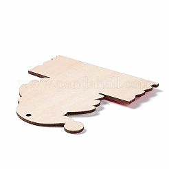 クリスマス スプレー塗装木材の大きなペンダント  単語クリスマスとサンタ クロース  レッド  90x79.5x2mm  穴：3mm&nbsp;FIND-H030-20