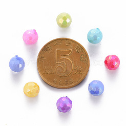 不透明なアクリルビーズ  多面カット  染め  ABカラー  ラウンド  ミックスカラー  6x5.5mm  穴：1.4mm  約4160個/500g&nbsp;TACR-S154-11F