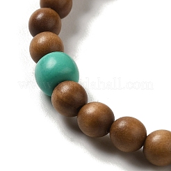 6mm Round Sandalwood and Synthetic Turquoise Beaded Stretch Bracelets&nbsp;BJEW-B080-08C