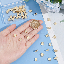 50個の合金ビーズ  クロス  鉛フリー＆ニッケルフリー＆カドミウムフリー  マットゴールドカラー  8.5x8x3.5mm  穴：1.5mm&nbsp;TIBEP-BC0001-04