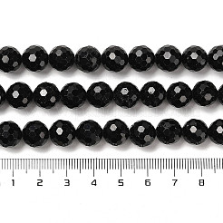 天然石ブラックトルマリンビーズ連売り  多面カットラウンド  9.8~10.8mm  穴：1mm  約38個/連  15.16''（38.5センチメートル）&nbsp;G-K345-A04-03