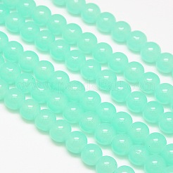 ジェイド風ガラスラウンドビーズ連売り  ミックスカラー  8mm  穴：1mm  約47-50個/連  13.38~14.17インチ&nbsp;GLAA-A022C-8mm-M