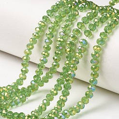 電気メッキ透明ガラスビーズ連売り  フル虹メッキ  多面カット  ロンデル  ミックスカラー  6x5mm  穴：1mm  約85~88個/連  16.1~16.5インチ（41~42cm）&nbsp;EGLA-A034-T6mm-T