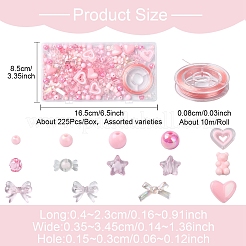 かわいいアクリルビーズストレッチジュエリーセットキットをDIY  ピンク  8~17x7~22x10mm  穴：1.4~2mm&nbsp;DIY-YW0010-04A
