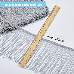 10mポリエステルタッセルリボン  フリンジトリミングレースリボン  洋服アクセサリー  ライトグレー  140x1mm  約10.94ヤード（10m）/カード&nbsp;OCOR-WH0078-97