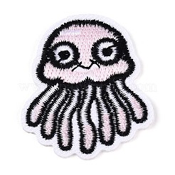 クラゲのアップリケ  機械刺繍布地手縫い/アイロンワッペン  マスクと衣装のアクセサリー  ラベンダーブラッシュ  40x34.5x1.5mm&nbsp;DIY-N007-03