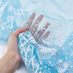 Snowflake Pattern Polyester Mesh Fabric&nbsp;DIY-WH0387-87