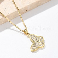 Brass Micro Pave Clear Cubic Zirconia Pendants Necklaces&nbsp;NJEW-M088-03G-02