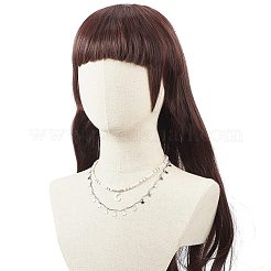 2 個 2 スタイル合金ムーン & スター チャーム ネックレス セット  女性のための天然ピンクオパールと合成ヘマタイトビーズの積み重ね可能なネックレス  ピンク  17.13~19.72インチ（43.5~50.1cm）  1個/スタイル&nbsp;NJEW-JN04065