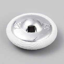 1穴布ボタン  アルミパーツ  フラットラウンド  ホワイト  20x8mm  穴：3x2mm&nbsp;BUTT-WH20002-04D-02