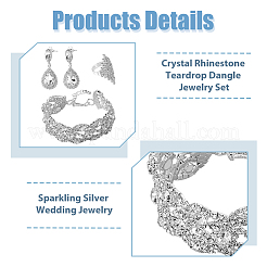 Crystal Rhinestone Teardrop Dangle Stud Earrings & Chain Bracelet & Rhombus Adjustable Ring&nbsp;SJEW-FI0001-19