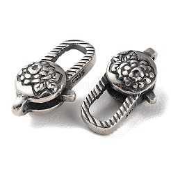 タイスターリングシルバーカニカン925個  花  スタンプ925個付き  アンティークシルバー  15x8x5.5mm  穴：1.4mm&nbsp;STER-D003-38AS