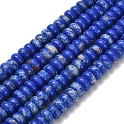 合成インペリアルジャスパービーズ連売り  ロンデル  染め  ブルー  4x2mm  穴：0.9mm  約160~162個/連  14.96~15.16インチ（38~38.5cm）&nbsp;G-Z110-B04-2x4mm-01