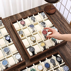 24 Grids Wood Watch Display Trays with Pillows&nbsp;BDIS-WH0008-17B