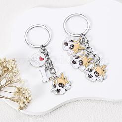 Wewaysmile 犬用キーホルダー 2個 車用キーホルダー ペットペンダント キーリング 可愛い犬用キーリング ポータブル メタルキーホルダー ペット愛好家へのギフト 誕生日 子犬テーマ パーティー用品 (ボクサー犬)  プラチナ  9.05x2.46cm&nbsp;JX795A