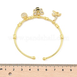 Brass Micro Pave Clear Cubic Zirconia Charm Bangles for Women&nbsp;BJEW-Z089-04P