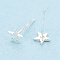 925スターリングシルバースタンドピアス  銀  スター  5.5x5.5mm&nbsp;STER-N017-12B-S
