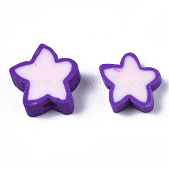 手作り樹脂粘土ビーズ  スター  インディゴ  8.5~11x9~11x4mm  穴：1.6mm&nbsp;CLAY-N011-015C