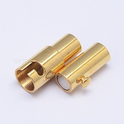 コラム 304 ステンレススチール ロックチューブ マグネット留め具  イオンプレーティング（ip）  ゴールドカラー  16x5mm  穴：3mm&nbsp;LS-STAS-D117-A-G