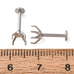 304ステンレススチール製プロングイヤリングセッティング  尖ったバックラインストーン用  ステンレス鋼色  13x6.5x6.5mm  ピン：1mm  6x6mmのラインストーンに適する&nbsp;SA-CBA8B85-11D-02