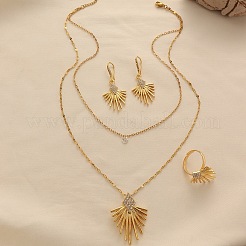 Alloy Crystal Rhinestone Double Layer Necklace & Earrings & Rings Sets&nbsp;FS-WG16ACC-01