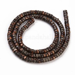 天然のブロンズ石と黄鉄鉱のビーズ連売り  フラットラウンド/ディスク  ヒシビーズ  染め  4.5x2mm  穴：1mm  約180~182個/連  16.14インチ（41cm）&nbsp;G-T111-12