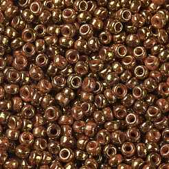 TOHOラウンドシードビーズ  日本製シードビーズ  （1707)つの金色の大理石のオレンジ  8/0  3mm  穴：1mm  約222PCS /ボトル  10 G /ボトル&nbsp;SEED-JPTR08-1707