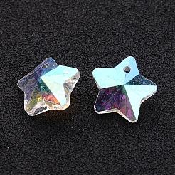 ガラスチャーム  多面カットクリスマスの星  クリアAB  ABカラーメッキ  13x7mm  穴：1mm&nbsp;X-GB005AB
