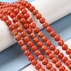 合成インペリアルジャスパービーズ連売り  染め  ラウンド  レッド  6mm  穴：0.8mm  約63個/連  14.76インチ（37.5cm）&nbsp;G-I199-35-6mm-D
