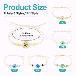 6Pcs 6 Styles Glass Bead Braided Bead Bracelets&nbsp;BJEW-TA0001-21
