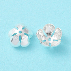 真鍮製のキャップ  5花びら  花  銀  13x6mm  穴：1mm&nbsp;KK-E674-05S