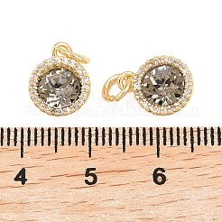 真鍮製マイクロパヴェキュービックジルコニアペンダント  ラウンドチャーム  丸カン付き  18KGP本金メッキ  11.5x9x6mm&nbsp;KK-H538-03G