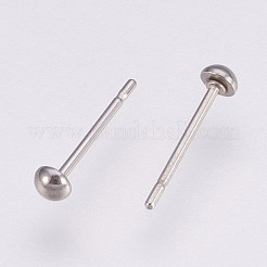 変色しない202ステンレススチールスタッドピアス金具  304ステンレスピン付き  半円  ステンレス鋼色  3x1.5mm  ピン：0.8mm&nbsp;STAS-I088-G-03P