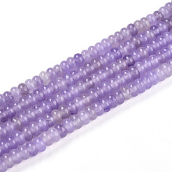 染め加工天然石ホワイトジェイドビーズ連売り  ロンデル  紫色のメディア  4~5x2~3mm  穴：0.8mm  約142~150個/連  14.57~14.96''（37~38センチメートル）&nbsp;X-G-T139-57A-08