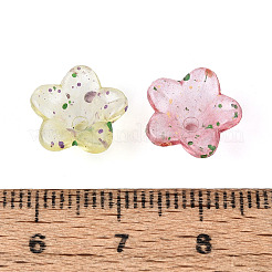 透明なスプレー塗装アクリルビーズキャップ  花  ミックスカラー  11.5x12x6.5mm  穴：1.7mm  約2272個/500g&nbsp;ACRP-T011-09M
